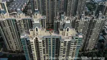 HUAI'AN, CHINA - SEPTEMBER 17, 2021 - A property developed by Evergrande Group is seen in Huai 'an, Jiangsu Province, on September 17, 2021. S&p Global Ratings downgraded China Evergrande Group and its subsidiaries to CC on Thursday as the company's liquidity appears to have dried up.