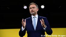 Leader of the German Free Democrats FDP party Christian Lindner delivers a speech during a party meeting in Berlin on September 19, 2021. (Photo by Tobias Schwarz / AFP) (Photo by TOBIAS SCHWARZ/AFP via Getty Images)