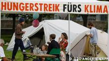Climate activists on hunger strike at a camp outside the German parliament building in Berlin