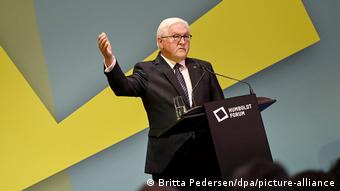 Frank-Walter Steinmeier at the opening of a new exhibition at the Humboldt Forum
