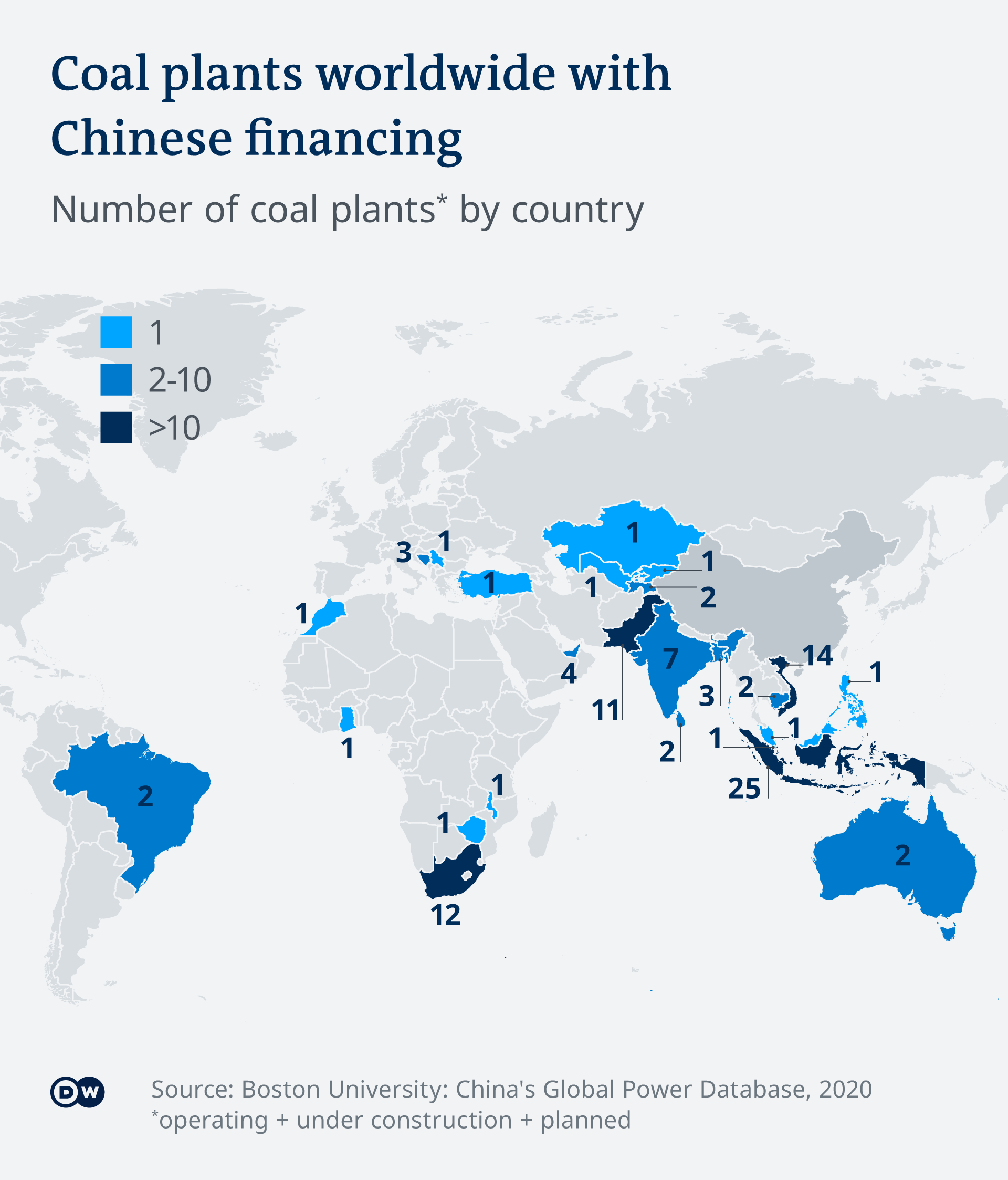 Infografik Kohlekraftwerke weltweit mit chinesischer Finanzierung EN