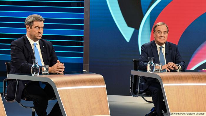 Leaders of the conservative CDU / CSU bloc Markus Zöder (left) and Armin Laschet