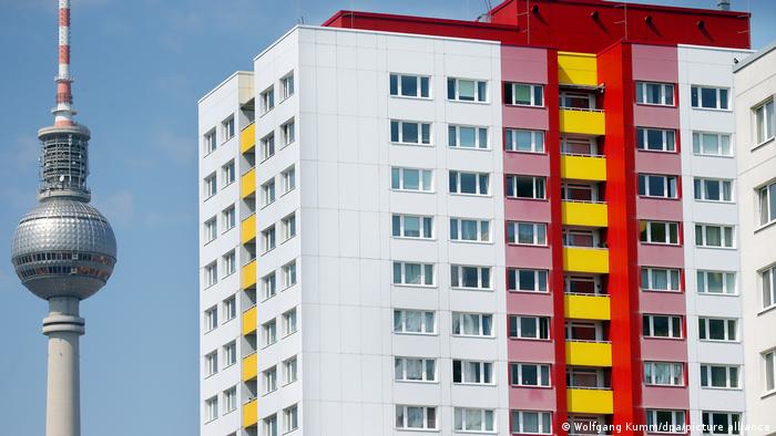 An apartment block in Berlin next to the TV Tower