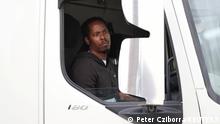 31/08/2021***
Trainee Nick Fuller during a lesson in a rigid lorry at the National Driving Centre, Croydon, Britain, August 31, 2021. Picture taken August 31, 2021. REUTERS/Peter Cziborra