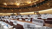 A general view of assembly, during the High-Level Ministerial Event on the Humanitarian Situation in Afghanistan, at the European headquarters of the United Nation, in Geneva, Switzerland, Monday, September 13, 2021. (KEYSTONE/Salvatore Di Nolfi)