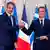 Yunanistan Başbakanı Mitsotakis ile Fransa Cumhurbaşkanı Macron imza töreninde.