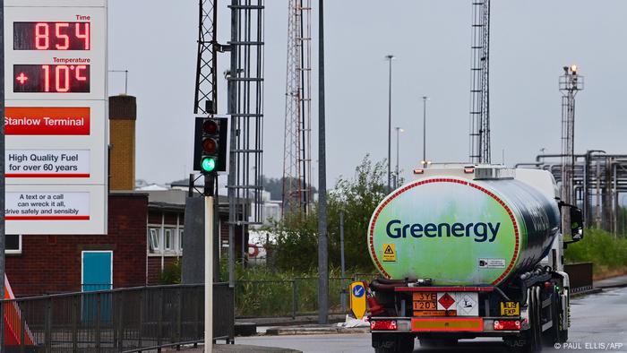 Truck at one of the oil refineries in England