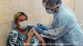 Resident of Tambov being vaccinated against coronavirus 