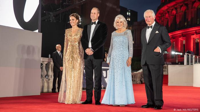 Camilla, the Duchess of Cornwall (third from left), pictured with her husband Prince Charles, Prince William and Catherine, Duchess of Cambridge