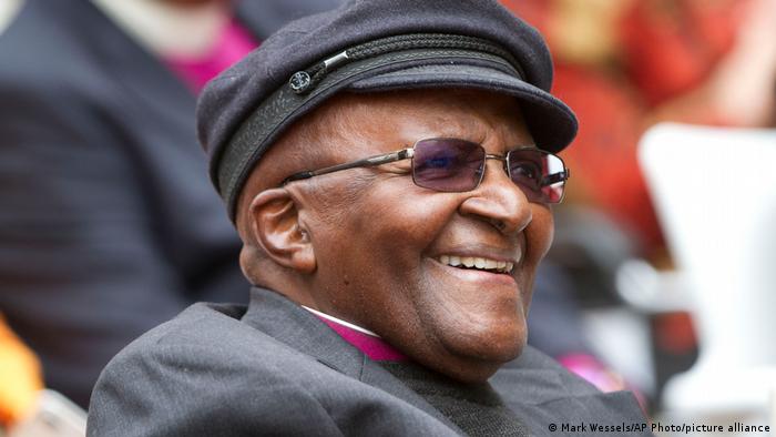 Archbishop Emeritus Desmond Tutu smiles as he celebrates his 86th birthday in Cape Town South Africa