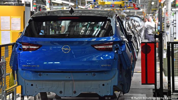 A car on the production line at the Opel plant in Eisenach