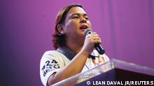 FILE PHOTO: Sara Duterte, Davao City Mayor and daughter of Philippine President Rodrigo Duterte, delivers a speech during a senatorial campaign caravan for Hugpong Ng Pagbabago (HNP) in Davao City, southern Philippines on May 9, 2019. HNP is a regional political party chaired by Sara Duterte. Picture taken May 9, 2019 . REUTERS/Lean Daval Jr/File Photo