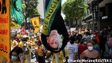 Demonstrators protest against far-right President Jair Bolsonaro's administration in Rio de Janeiro, Brazil, October 2, 2021. REUTERS/Ricardo Moraes