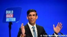 Britain's Chancellor of the Exchequer Rishi Sunak delivers a speech during the annual Conservative Party Conference, in Manchester, Britain, October 4, 2021. REUTERS/Toby Melville