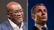 Bildkombo kamerunische Historiker und Philosoph Achille Mbembe und Manuel Macron Bildkombo kamerunische Historiker und Philosoph Achille Mbembe und Manuel Macron