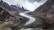 A wide view of the glacial moraine that feeds into the Stod River, one of the tributaries of the Zanskar River