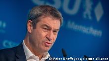Markus Söder, CSU-Parteivorsitzender und Ministerpräsident von Bayern, gibt in der CSU-Landesleitung ein Pressestatement zu den Ergebnissen der Vorsondierungen nach der Bundestagswahl. +++ dpa-Bildfunk +++