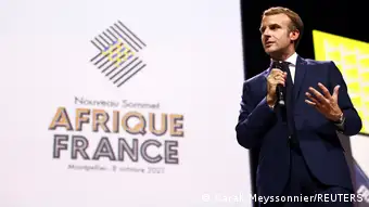 Le président français Emmanuel Macron lors de la session plénière du 8 octobre à Montpellier