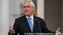 Sebastian Pinera, Präsident von Chile, gibt eine Pressekonferenz im Präsidentenpalast La Moneda. (zu dpa: ««Pandora Papers»: Ermittlungen gegen Chiles Präsidenten aufgenommen») +++ dpa-Bildfunk +++