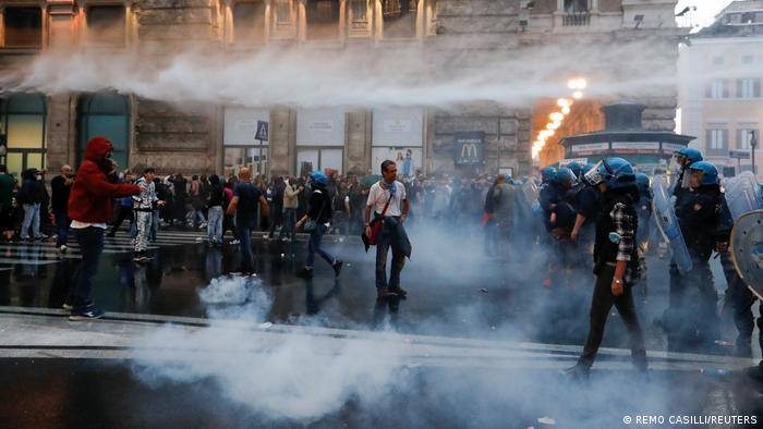 Violentas protestas en Roma.