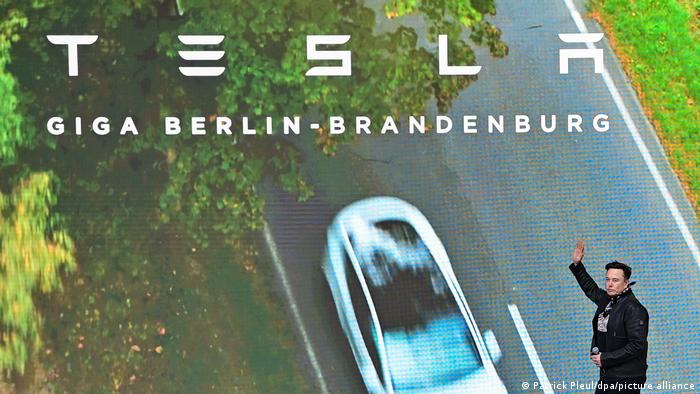 An ad with Elon Musk for Tesla's Gigafactory near Berlin, Germany