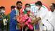 Kanhaiya Kumar and Jignesh Mevani hold flowers Kanhaiya Kumar and Jignesh Mevani hold flowers