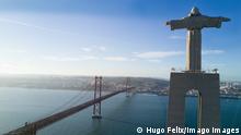 Aerial view of the statue of Cristo-Rei in Lisbon - Portugal