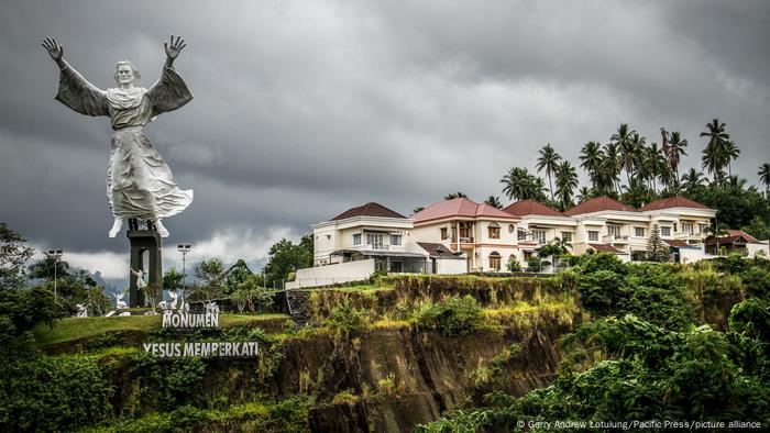 A statue of Jesus Christ in Manado City, Indonesia