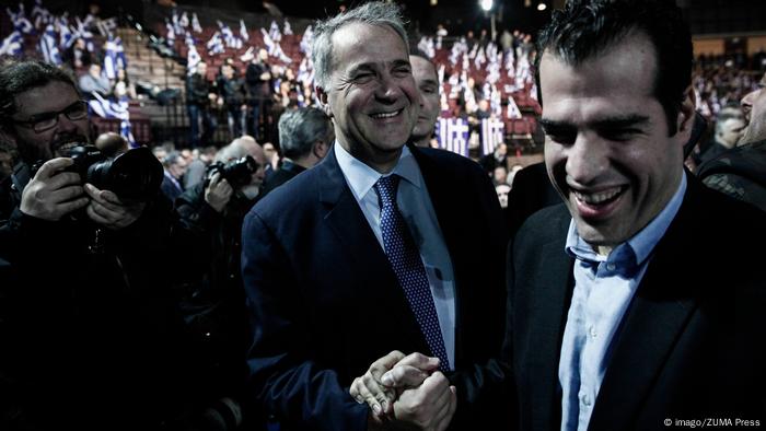 Politicians Makis Voridis and Thanos Plevris in 2015 in Athens