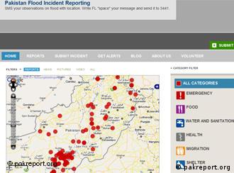 Screenshot from PakReport.org. How the Incident Reporting is mapped.