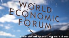 The logo of the 49th annual meeting of the World Economic Forum, WEF, in Davos, Switzerland, Sunday, January 20, 2019. The meeting brings together enterpreneurs, scientists, chief executive and political leaders in Davos January 22 to 25. (KEYSTONE/Gian Ehrenzeller) |
