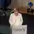 Bundeskanzlerin Merkel am Rednerpult bei ihrer Dankesrede beim Empfang des Karl V.-Preises.