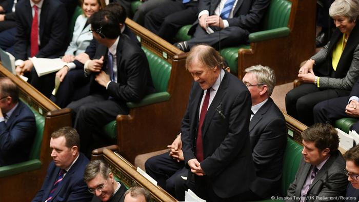 UK's MP Sir David Amess attends a Prime Minister's Questions session in the House of Commons, in London