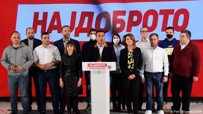 Pressekonferenz der Nordmazedoniens Premierminister Zoran Zaev nach den Kommunalwahlen