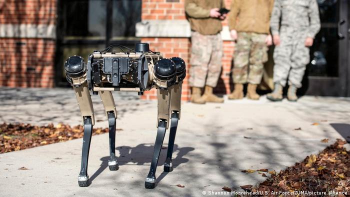 Semi-autonomous robot dog at a US Air Force base