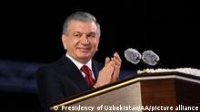TASHKENT, UZBEKISTAN - SEPTEMBER 01: (----EDITORIAL USE ONLY Äì MANDATORY CREDIT - PRESIDENCY OF UZBEKISTAN / HANDOUT - NO MARKETING NO ADVERTISING CAMPAIGNS - DISTRIBUTED AS A SERVICE TO CLIENTS----) President of Uzbekistan Shavkat Mirziyoyev attends celebrations held to mark the 30th Independence Day at New Uzbekistan Park near the Monument of Independence in Tashkent, Uzbekistan on September 01, 2021. Presidency of Uzbekistan / Handout / Anadolu Agency