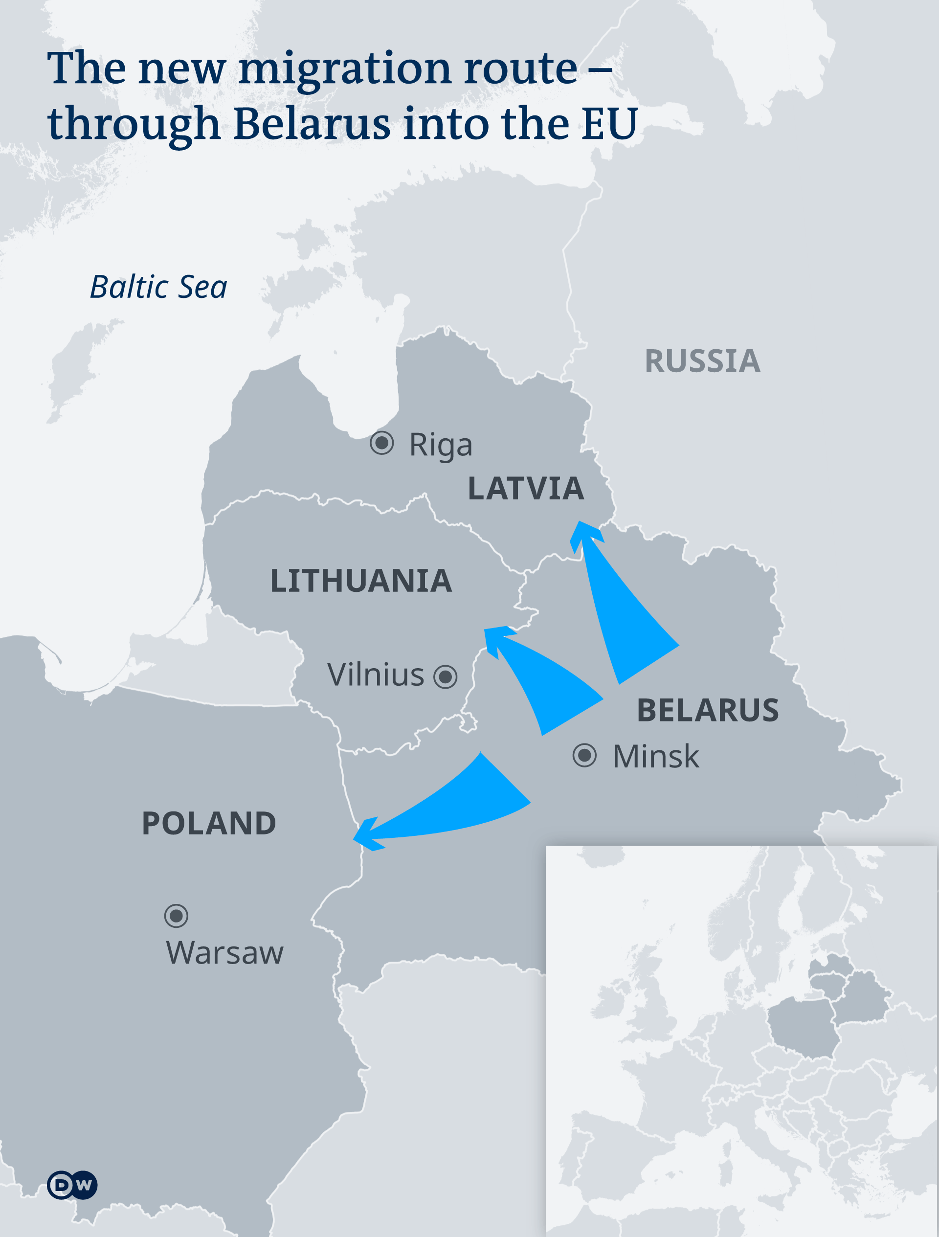 Rute migran dari Belarus ke Uni Eropa