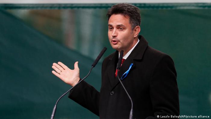 Der ungarische Oppositionspolitiker Peter Marki-Zay bei einer Rede