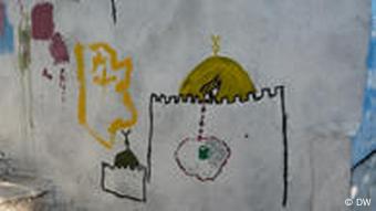 Graffiti im Stadtteil Silwan in Ost-Jerusalem/ Darstellung: Tränen aus Blut, die aus der Kuppel des Felsendoms rinnen (Foto: DW/ Daniel Pelz)