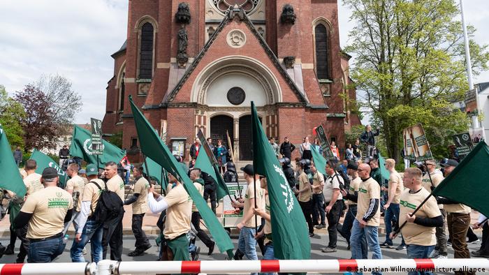 Third Path demonstrators with flags in Plauen