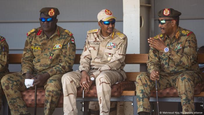 Sovereign Council Chairman, Gen. Abdel Fattah Abdelrahman al-Burhan and Deputy Chairman Mohamed Hamdan Dagalo attend a military graduation