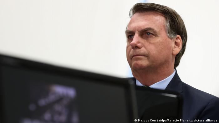 Brazilian President Jair Bolsonaro photographed during a video conference on COVID-19