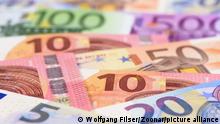 Haufen Banknoten von Euro Währung