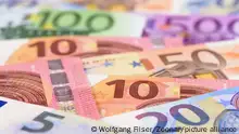 Euro banknotes show wealth and success