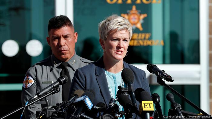 Santa Fe District Attorney Mary Carmack-Altwies speaks to the press regarding investigations into the fatal shooting on the set of the film, 'Rust'