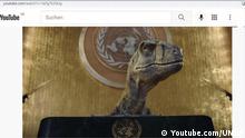 Un dinosaurio critica a los humanos en campaña de la ONU sobre el cambio climático
