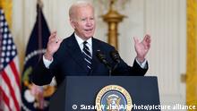 President Joe Biden speaks about his domestic agenda from the East Room of the White House in Washington, Thursday, Oct. 28, 2021. (AP Photo/Susan Walsh)
