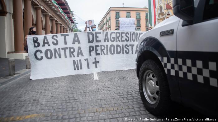 Protestas en México contra el asesinato del periodista Julio Valdivia.
