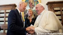Pope Francis meets U.S. President Joe Biden at the Vatican, October 29, 2021. Vatican Media/Handout via REUTERS ATTENTION EDITORS - THIS IMAGE WAS PROVIDED BY A THIRD PARTY.