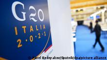 6684301 29.10.2021 The picture shows a view of the G20 Media center at the Palazzo dei Congressi, which will host the G20 summit with heads of state from major nations for a two-day meeting from October 30-31, in Rome, Italy. Pavel Bednyakov / Sputnik